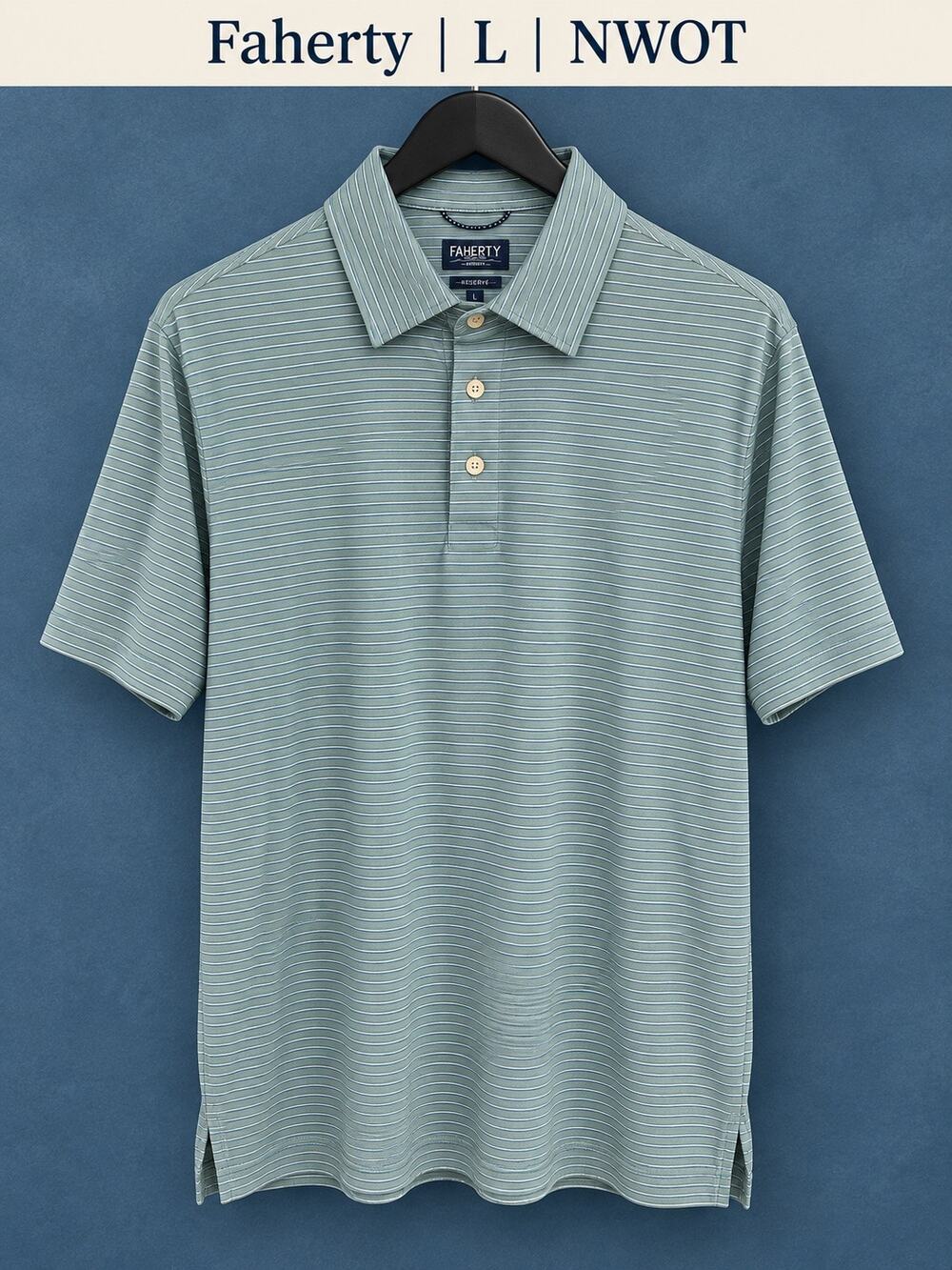 Faherty Reserve Men’s Large Striped Performance Polo NWOT